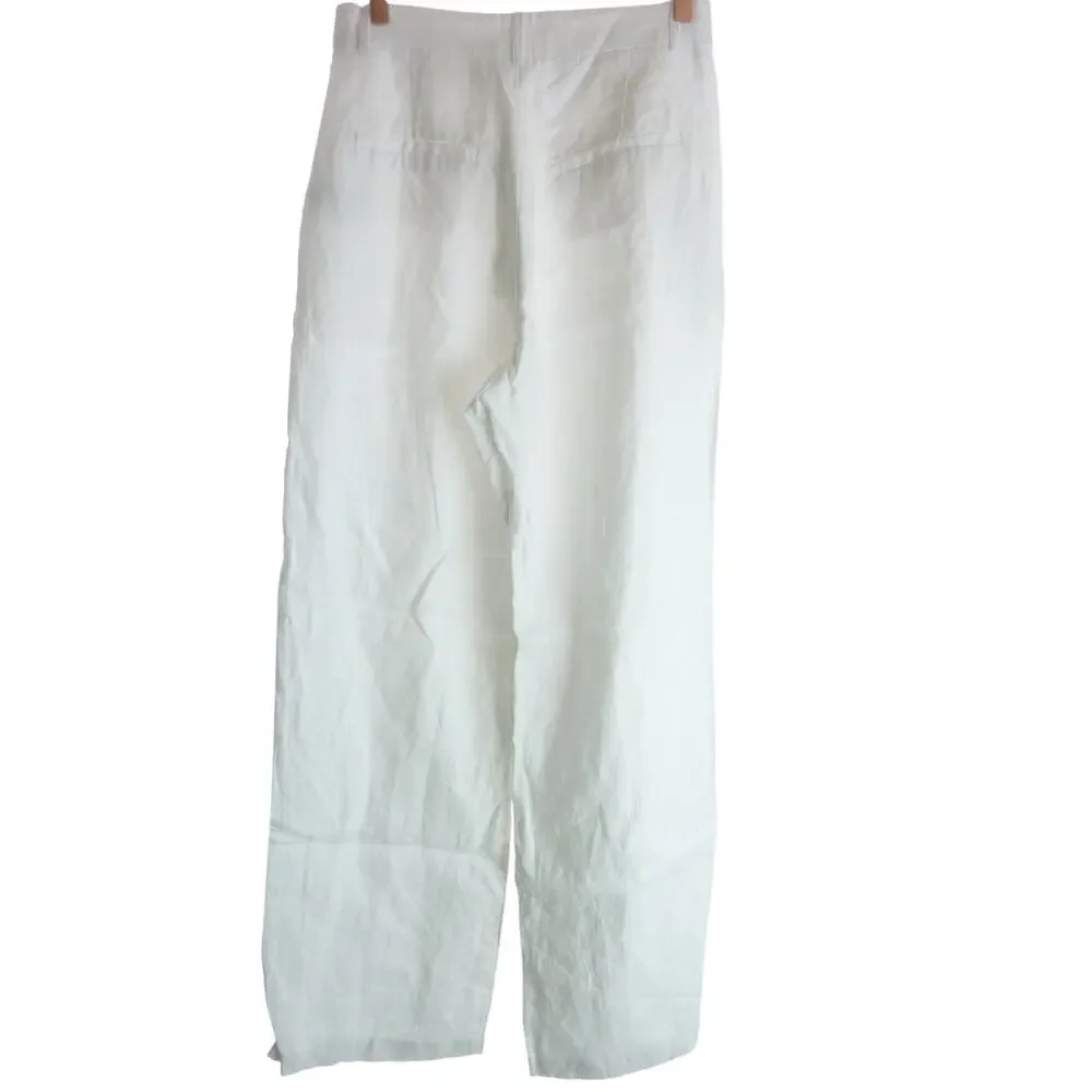 Reformation White Wide Leg Linen Pants 4